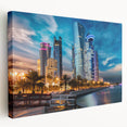 Large canvas print depicting a Qatar cityscape in earthy tones, suitable as kitchen wall art.