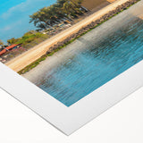 Art deco poster of a Middle Eastern scenery in muted earth tones on rolled canvas, suitable for dining room wall art.