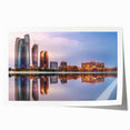 Extra large rolled print of Abu Dhabi skyline in muted earth tones, ideal for art wall dining room.
