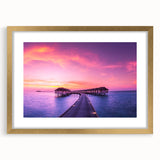 Extra large abstract art print featuring textured oceanic scenery in serene blue and white tones on a gold-framed canvas.