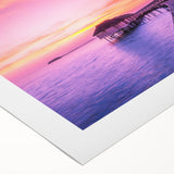 Art deco poster of an oceanic Fiji scenery on rolled canvas, with vibrant blue and green hues.