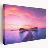Side view of a stretched canvas featuring a serene Fiji beach scene with soft blue and white tones.