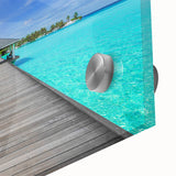 Large abstract wall art featuring a serene Bora Bora scenery in pastel shades on acrylic glass.