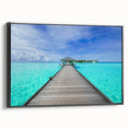 Black and white landscape art painting of Bora Bora on framed canvas, ideal for bedroom wall decor.