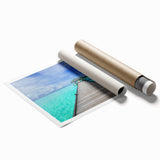 Extra large rolled print of Bora Bora scenery with vibrant ocean and sky colors, ideal for classy bathroom wall art.