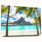 Large abstract wall art of Tahiti's oceanic landscape in serene blue tones on acrylic glass.