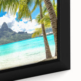 Black wall art featuring a textured depiction of a Tahitian landscape on extra large framed canvas.