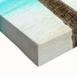 Large art of a black and white Tahiti landscape on stretched canvas, suitable for bedroom wall decor.