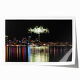 Panoramic view of Auckland skyline on rolled print, featuring muted blue and gray tones, ideal for art wall dining room.