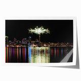 Panoramic view of Auckland skyline on rolled print, featuring muted blue and gray tones, ideal for art wall dining room.