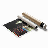 Extra large floral art print of Auckland scenery in pastel shades on rolled canvas, ideal for classy bathroom wall art.