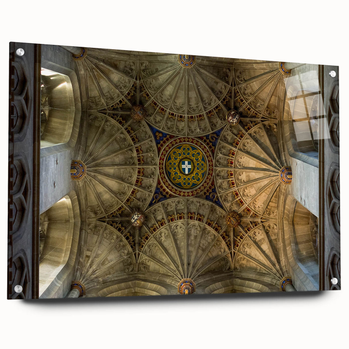 Acrylic print of a large abstract depiction of Canterbury, New Zealand, in muted earth tones.
