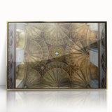 Large art print of a Canterbury, New Zealand scenery in gold-framed acrylic, featuring mid-century modernist style.