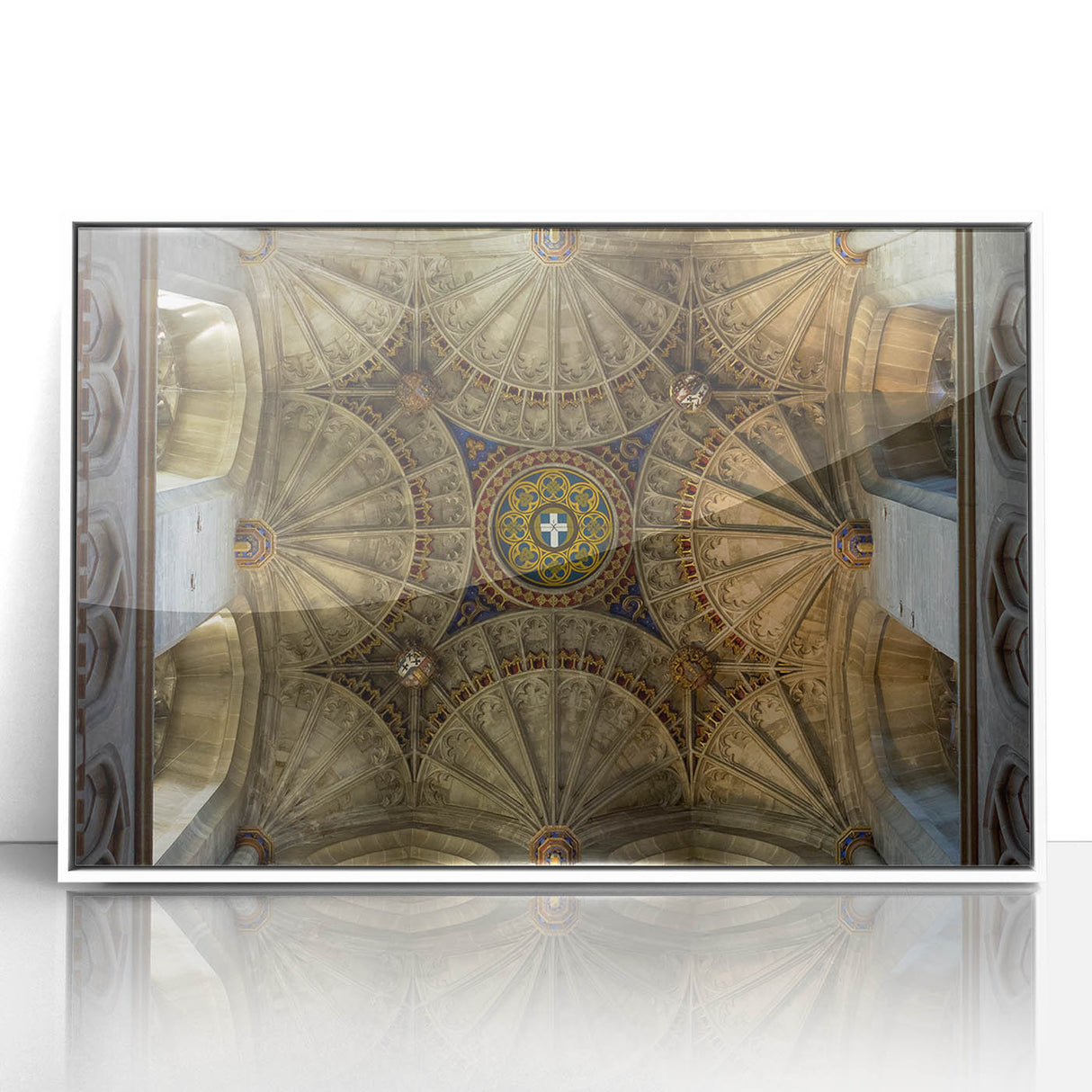 Modern art wall decor featuring a serene Canterbury, New Zealand landscape in pastel shades, framed in white acrylic.
