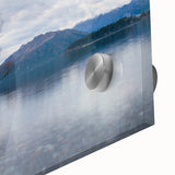 Large abstract wall art of Otago, New Zealand, in mid-century modernist style on acrylic glass.