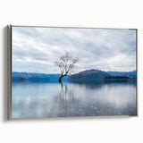 Vintage poster art of Otago, New Zealand in muted colors on a large framed canvas, ideal for living room decor.