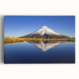 Black and white photograph of Mount Taranaki in New Zealand on stretched canvas, suitable as large kitchen wall art.