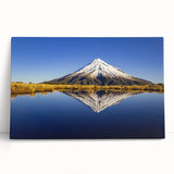 Black and white photograph of Mount Taranaki in New Zealand on stretched canvas.
