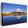 Side view of a stretched canvas depicting the Taranaki landscape in New Zealand, with rich green and blue tones.