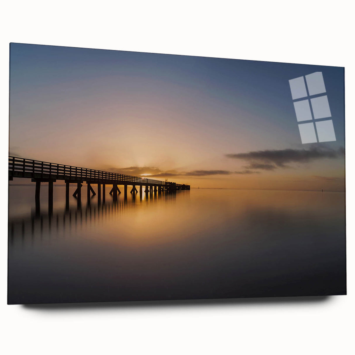 Large abstract wall art of New Zealand's West Coast in muted blues and greens on acrylic glass.