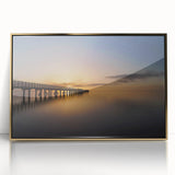 Large art print of New Zealand's West Coast in a gold-framed acrylic, featuring mid-century modernist style.