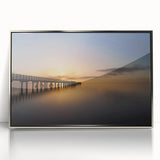 Mid-century modernist art depicting the West Coast of New Zealand in muted earth tones on a framed acrylic print.