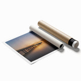 Extra large rolled print of a serene New Zealand West Coast landscape, featuring muted green and blue tones.