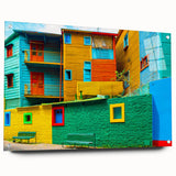 Acrylic print of a large abstract depiction of Buenos Aires, featuring muted earth tones, ideal for dining room decor.