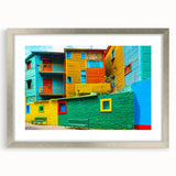 Textured abstract art print of Buenos Aires in muted gray tones, framed in silver, ideal for bedroom art.