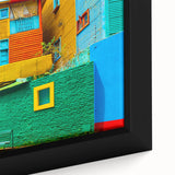 Extra large framed canvas featuring textured black wall art with colorful abstract details, ideal for living room ambiance.