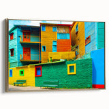 Framed canvas wall art featuring a vintage-style landscape of Buenos Aires in black and gold tones, ideal for bedroom decor.