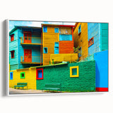 Vintage poster art of Buenos Aires with colorful accents on extra large framed canvas, ideal for living room decor.