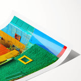 Extra large wall art featuring line art flowers in soft pastel shades on a rolled canvas, ideal for large living room decor.