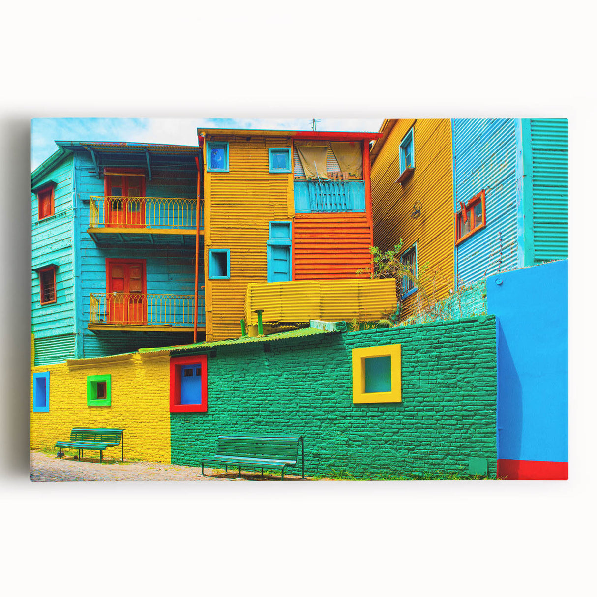 Black and white stretched canvas of Buenos Aires skyline, ideal for kitchen wall art.