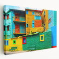 Large stretched canvas featuring a vibrant cityscape of Buenos Aires, ideal for kitchen wall art.