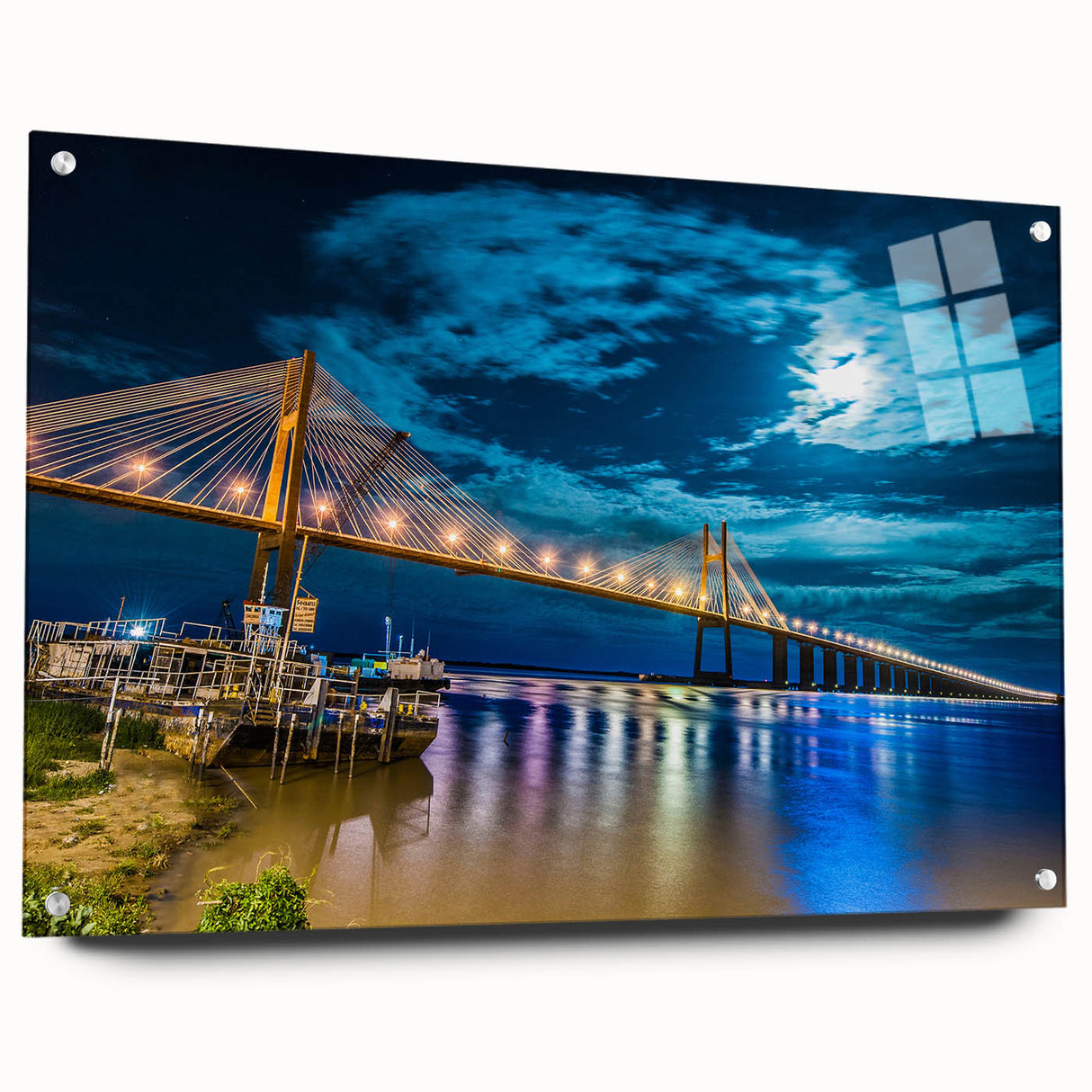 Acrylic print of a large abstract depiction of a South American landscape, in vibrant earth tones.