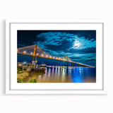 Abstract art print of a South American landscape in muted earth tones on a white framed canvas, ideal for dining room decor.