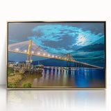 Acrylic print of a South American landscape in Argentina, featuring soft earth tones, framed in gold.