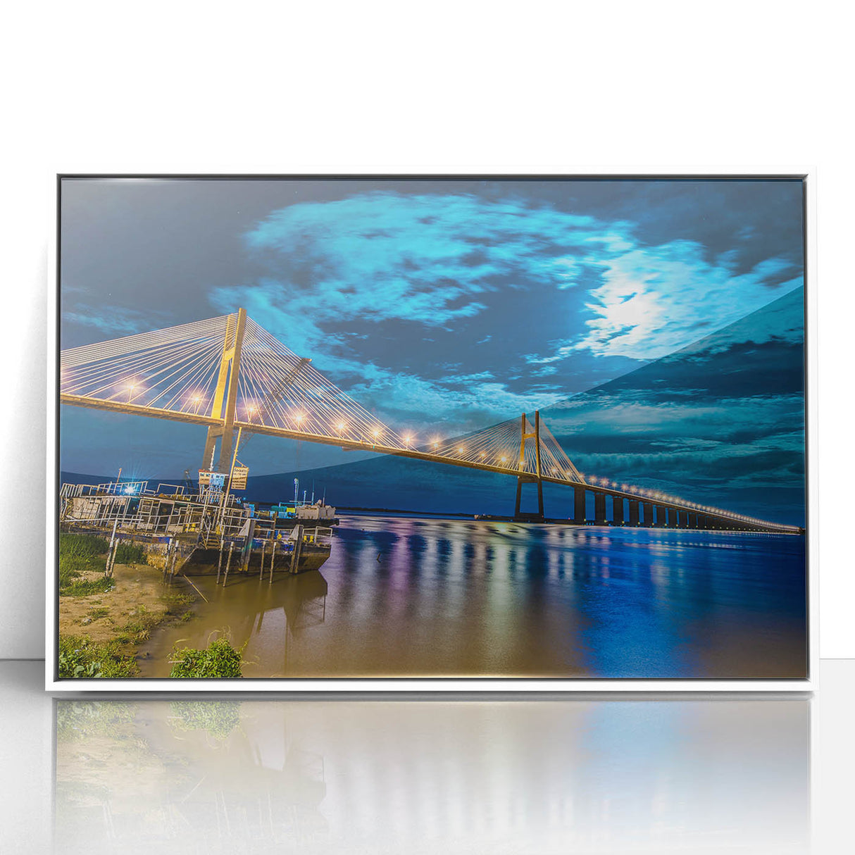 Art deco poster of an Argentinean landscape in muted earth tones, framed acrylic, ideal for modern art wall decor.