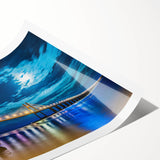 Extra large wall art featuring line art flowers in black on white, rolled print format.