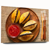 Large abstract acrylic print of a Bolivian landscape in earth tones, ideal for bedroom or dining room art.