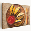 Large art print of a Bolivian landscape on stretched canvas, featuring earthy tones, ideal for kitchen wall art.