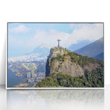 Acrylic print of a stylized Rio de Janeiro skyline in art deco style, using soft pastel shades.