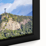 Extra large framed canvas featuring a textured, colorful depiction of a Brazilian scenery in black wall art.