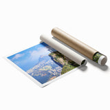 Extra large rolled print of a Brazilian landscape with lush greenery and floral elements, ideal for classy bathroom wall art.