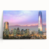 Black and white stretched canvas featuring a panoramic view of Santiago, Chile, ideal for kitchen wall art.
