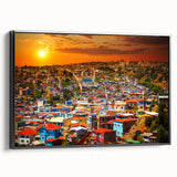 Black and white framed canvas of a Chilean landscape, ideal for bedroom wall art.