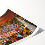 Extra large wall art featuring line art flowers in muted earth tones on a rolled print.