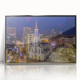 Mid-century modernist art depicting a South American landscape in acrylic, framed in silver, suitable for nursery wall art.