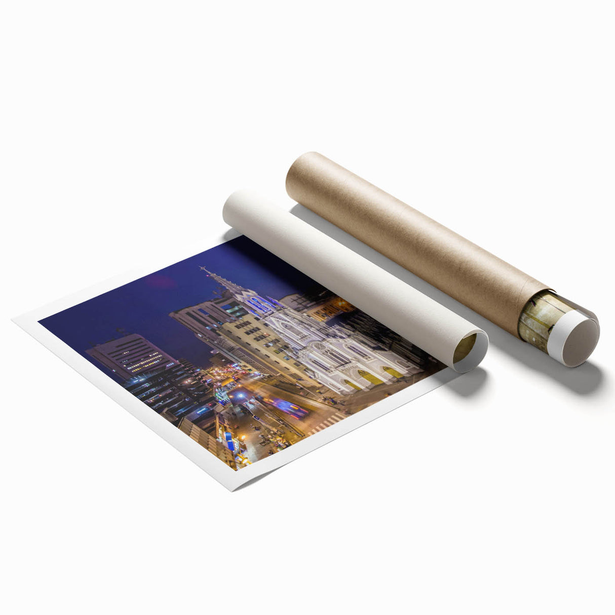 Extra large rolled print of a vibrant Colombian landscape with lush florals, ideal for classy bathroom wall art.